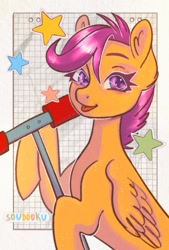 Size: 953x1411 | Tagged: safe, artist:soudooku, scootaloo, pegasus, pony, g4, cutie mark crusaders, solo