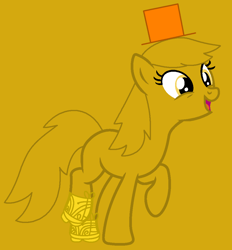 Size: 962x1035 | Tagged: safe, artist:krystalheartbases, artist:spitfirethepegasusfan39, earth pony, pony, g4, adult blank flank, base used, blank flank, clothes, funny, funny face, gold background, hat, male, mr. men, mr. men little miss, mr. silly, open mouth, open smile, ponified, raised hoof, raised leg, shoes, silly, silly face, simple background, smiling, solo, stallion