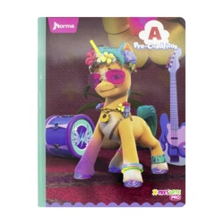 Size: 1000x1000 | Tagged: safe, hitch trailblazer, earth pony, pony, g5, official, bracelet, bridlewoodstock, confident, drums, floral head wreath, flower, guitar, jewelry, looking at you, male, merchandise, musical instrument, photo, smiling, spanish, stallion, sunglasses