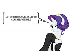 Size: 1588x1123 | Tagged: safe, rarity, g4, audrey hepburn, breakfast at tiffany's, clothes, dress, holly golightly, simple background, speech bubble, that pony sure does love dresses, white background