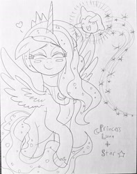 Size: 2279x2896 | Tagged: safe, artist:pinkamena_exe, princess luna, alicorn, pony, g4, disney, star (wish), stars, traditional art, wish (disney)