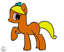 Size: 595x480 | Tagged: safe, artist:kittmouri, artist:worldofcaitlyn, earth pony, pony, g4, base used, bow, female, freckles, hair bow, little miss, little miss curious, mare, mr. men, mr. men little miss, ponified, raised hoof, raised leg, rule 85, simple background, smiling, solo, the mr. men show, white background