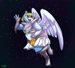 Size: 6000x5400 | Tagged: safe, artist:unfinishedheckery, oc, oc:whirly waves, pegasus, anthro, anime, armor, armor skirt, armored pony, bbw, chubby, clothes, cosplay, costume, fat, glasses, manga, pegasus oc, pose, posing for photo, saint seiya, saintia, saintia sho, skirt