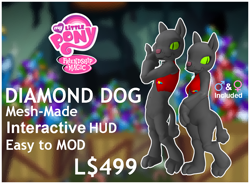 Size: 1286x946 | Tagged: safe, artist:fionthebunny, diamond dog, anthro, g4, 3d, clothes, duo, duo male and female, female, male, my little pony logo, second life, slit pupils, text, vest