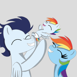 Size: 1400x1400 | Tagged: safe, artist:mrsdashskies, rainbow dash, soarin', oc, oc:rainbow blitz, pegasus, pony, g4, baby, baby pony, colt, female, foal, heartwarming, male, mare, offspring, parent:rainbow dash, parent:soarin', parents:soarindash, ship:soarindash, shipping, stallion, straight