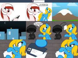 Size: 3844x2886 | Tagged: safe, artist:furrgroup, oc, oc:internet explorer, oc:opera, pony, ask internet explorer, browser ponies, clothes, hoodie, internet explorer, letter