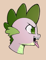 Size: 636x839 | Tagged: safe, artist:cold-blooded-twilight, spike, dragon, g4, bust, fangs, open mouth, slit pupils, solo, tongue out