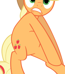 Size: 3364x3806 | Tagged: safe, artist:camsy34, edit, vector edit, applejack, earth pony, pony, g4, spike at your service, belly, bipedal, cropped, gritted teeth, pictures of bellies, simple background, solo, teeth, transparent background, vector