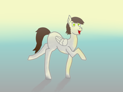 Size: 4080x3060 | Tagged: safe, artist:kokopingas98, oc, oc only, oc:anthon, pegasus, folded wings, gradient background, heaven, male, open mouth, pegasus oc, solo, walking, wings