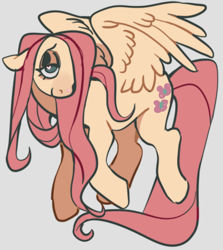 Size: 640x716 | Tagged: safe, artist:purrmaows, fluttershy, pegasus, pony, g4, eyeshadow, female, floppy ears, flying, hair over one eye, heart, heart eyes, makeup, mare, shading, smiling, solo, spread wings, wingding eyes, wings