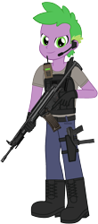 Size: 907x2068 | Tagged: safe, artist:edy_january, artist:georgegarza01, spike, human, equestria girls, g4, my little pony equestria girls: better together, armor, assault rifle, body armor, boots, call of duty, call of duty:warzone, carbine, clothes, combat knife, denim, equipment, gears, gloves, gun, handgun, hk33a2, human spike, humanized, jeans, kg-9 smg/machine pistol, knife, machine pistol, military, pants, pistol, rifle, shirt, shoes, simple background, soldier, solo, special forces, tactical vest, task forces 141, tec 9, transparent background, trigger discipline, united states, vest, weapon
