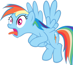 Size: 10744x9532 | Tagged: safe, artist:retroponybro, rainbow dash, pegasus, pony, g4, three's a crowd, female, inkscape, mare, simple background, solo, surprised, tongue out, transparent background, vector