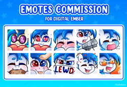 Size: 3000x2047 | Tagged: safe, artist:madelinne, dj pon-3, vinyl scratch, oc, oc only, oc:digital ember, pegasus, angry, blushing, cookie, crying, emotes, fire, food, gun, heart, heart eyes, pegasus oc, weapon, wingding eyes
