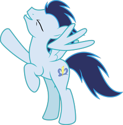 Size: 8392x8572 | Tagged: safe, artist:sollace, derpibooru exclusive, soarin', pegasus, pony, g4, grannies gone wild, .svg available, bipedal, eyes closed, happy, male, simple background, smiling, solo, spread wings, stallion, transparent background, trio, vector, wings