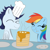 Size: 1400x1400 | Tagged: safe, artist:mrsdashskies, rainbow dash, soarin', pegasus, pony, g4, eating, female, food, hat, male, mare, pancakes, ship:soarindash, shipping, stallion, straight