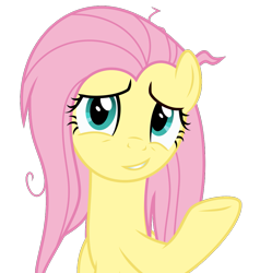 Size: 963x1011 | Tagged: safe, artist:sollace, derpibooru exclusive, fluttershy, pegasus, pony, g4, she talks to angel, .svg available, bronybait, cute, looking at you, messy mane, raised hoof, shyabetes, simple background, smiling, smiling at you, solo, svg, transparent background, vector