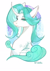 Size: 2039x2894 | Tagged: safe, artist:tabithaqu, oc, oc only, pony, unicorn, bust, female, mare, portrait, simple background, solo, white background
