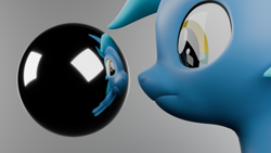 Size: 1920x1080 | Tagged: safe, artist:bronydj, oc, oc only, alicorn, 3d, ball, blender, gray background, mirror, silly, simple background, solo, sphere