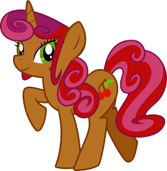 Size: 612x629 | Tagged: safe, artist:cyberglass, cherry spices, pony, unicorn, g4, cute, female, mare, raised hoof, simple background, solo, transparent background