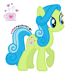 Size: 1280x1386 | Tagged: safe, artist:nyanysa, idw, tealove, earth pony, pony, g4, cute, cutie mark, female, idw showified, mare, raised hoof, simple background, solo, transparent background