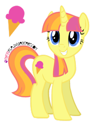 Size: 1280x1451 | Tagged: safe, artist:nyanysa, idw, sweetcream scoops, pony, unicorn, g4, cutie mark, female, food, ice cream, idw showified, mare, simple background, solo, transparent background