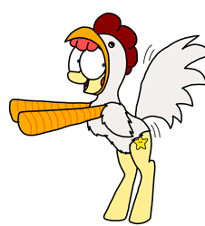 Size: 3023x3351 | Tagged: safe, artist:professorventurer, oc, oc:power star, pony, animal costume, belly fluff, bipedal, butt shake, chicken suit, clothes, costume, fake wings, fluffy, leaning, rearing, rule 85, super mario 64, twerking
