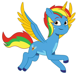 Size: 1200x1200 | Tagged: safe, artist:shieldwingarmorofgod, oc, oc only, oc:shield wing, alicorn, pony, g4, g5, my little pony: tell your tale, flying, g4 to g5, generation leap, male, simple background, solo, transparent background