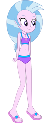 Size: 481x1193 | Tagged: safe, artist:fireluigi29, silverstream, human, equestria girls, g4, belly button, bikini, clothes, equestria girls-ified, female, jewelry, midriff, necklace, sandals, simple background, solo, swimsuit, transparent background, vector