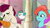 Size: 3072x1727 | Tagged: safe, screencap, jazz hooves, kenneth, rocky riff, bird, earth pony, pegasus, pony, seagull, g5, jazz hearts rocky, my little pony: tell your tale, spoiler:g5, spoiler:my little pony: tell your tale, spoiler:tyts02e04, blushing, eyes closed, female, male, mare, open mouth, stallion, sweat, sweatdrop, trio, wavy mouth