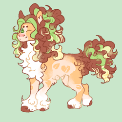 Size: 1500x1500 | Tagged: safe, artist:ghostunes, oc, oc only, oc:tea tree, earth pony, pony, chest fluff, curly hair, curly mane, earth pony oc, green, green background, happy, hoof fluff, leaves, looking at you, multicolored hair, one eye closed, pony oc, raised hoof, raised leg, simple background, smiling, wink, winking at you