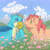 Size: 2048x2048 | Tagged: safe, artist:universalheart, gallus, oc, oc:summerfree apple, earth pony, griffon, pony, g4, blushing, canon x oc, duo, earth pony oc, female, interspecies, looking at each other, looking at someone, male, straight