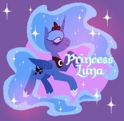 Size: 1266x1234 | Tagged: safe, artist:paperbagpony, princess luna, alicorn, g4, eyes closed, female, gradient background, lineless, mare, solo, sparkles