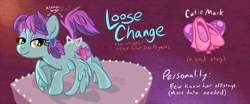 Size: 1500x625 | Tagged: safe, artist:1trick, oc, oc:loose change, pegasus, pony, ear piercing, earring, female, jewelry, mare, piercing, reference sheet, solo, stripper, wig