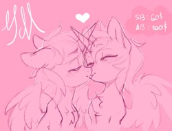 Size: 1668x1273 | Tagged: safe, artist:ls_skylight, oc, pony, any gender, any race, any species, commission, holiday, kissing, sketch, valentine's day, ych sketch, your character here