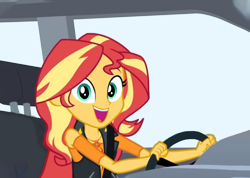 Size: 2100x1499 | Tagged: safe, artist:chrismc373, sunset shimmer, human, equestria girls, g4, driving, female, solo