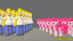 Size: 1920x1080 | Tagged: safe, artist:lancescout, pinkie pie, earth pony, human, pony, g4, too many pinkie pies, 3d, clone, crossover, female, homer clones, homer simpson, male, pinkie clone, send in the clones, simpsons did it, source filmmaker, the simpsons, treehouse of horror, treehouse of horror xiii, watermark