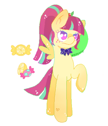 Size: 400x465 | Tagged: safe, artist:softyshy, sour sweet, pegasus, pony, g4, bowtie, cute, equestria girls ponified, freckles, ponified, simple background, solo, sourbetes, white background