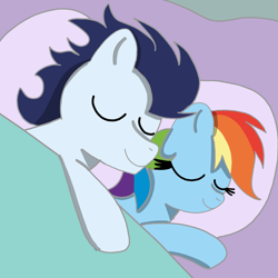 Size: 1400x1400 | Tagged: safe, artist:mrsdashskies, rainbow dash, soarin', pegasus, pony, g4, female, male, mare, ship:soarindash, shipping, sleeping, stallion, straight