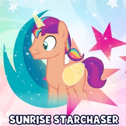 Size: 3600x3600 | Tagged: safe, artist:ramixe dash, sunny starscout, alicorn, g4, g5, g5 to g4, generation leap, male, rule 63, solo, stallion, sun starchaser, text