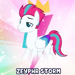 Size: 3600x3600 | Tagged: safe, artist:ramixe dash, zipp storm, pegasus, pony, g4, g5, colored wings, eyebrows, folded wings, g5 to g4, generation leap, high res, male, multicolored wings, rule 63, smiling, stallion, wings, zip cyclone