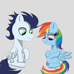 Size: 1400x1400 | Tagged: safe, artist:mrsdashskies, rainbow dash, soarin', pegasus, pony, g4, female, male, mare, preggo dash, pregnant, ship:soarindash, shipping, stallion, straight