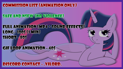 Size: 1920x1080 | Tagged: safe, artist:vilord, twilight sparkle, alicorn, pony, g4, advertisement, commission info, twilight sparkle (alicorn)