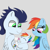 Size: 1400x1400 | Tagged: safe, artist:mrsdashskies, rainbow dash, soarin', oc, oc:rainbow blitz, pegasus, pony, g4, baby, baby pony, carrying, colt, feeding, female, foal, male, mare, offspring, parent:rainbow dash, parent:soarin', parents:soarindash, ship:soarindash, shipping, stallion, straight