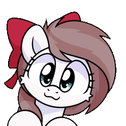 Size: 600x600 | Tagged: safe, artist:sugar morning, oc, oc:aurelleah, oc:aurry, pony, animated, bow, bronybait, clothes, commission, cute, hair bow, kissing, looking at you, ocbetes, solo, sugar morning's kissies