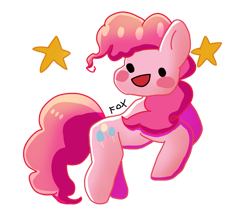 Size: 827x720 | Tagged: safe, artist:foxnoobb, pinkie pie, earth pony, pony, g4, dot eyes, female, mare, open mouth, simple background, solo, stars, transparent background