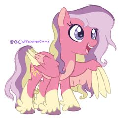 Size: 1733x1666 | Tagged: safe, artist:caffeinatedcarny, sundance (g2), sunsparkle, pegasus, pony, g2, g4, chipped tooth, coat markings, colored hooves, colored wings, cute, feathered fetlocks, female, g2 sundawwnce, g2 to g4, generation leap, mare, markings, open mouth, open smile, pegasus sundance (g2), race swap, redesign, simple background, smiling, socks (coat markings), solo, transparent background, wings
