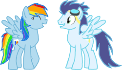 Size: 900x520 | Tagged: safe, artist:princesspeach5, rainbow dash, soarin', pegasus, pony, g4, female, male, mare, ship:soarindash, shipping, simple background, stallion, straight, transparent background