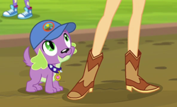 Size: 592x359 | Tagged: safe, edit, edited screencap, screencap, applejack, spike, human, equestria girls, g4, my little pony equestria girls: legend of everfree, cropped, legs, pictures of legs