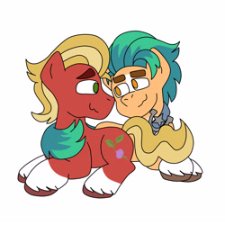 Size: 3158x3158 | Tagged: artist needed, safe, hitch trailblazer, sprout cloverleaf, g5, my little pony: a new generation, gay, male, ship:clovertrail, shipping, simple background, white background