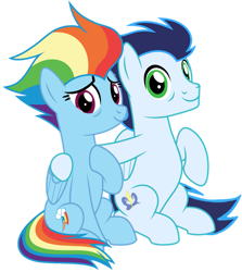 Size: 845x946 | Tagged: safe, artist:shieldwingarmorofgod, rainbow dash, soarin', pegasus, pony, g4, my little pony: friendship is magic, the last problem, cute, dashabetes, duo, female, heartwarming, male, mare, older, older rainbow dash, older soarin', older soarindash, ship:soarindash, shipping, simple background, stallion, straight, transparent background